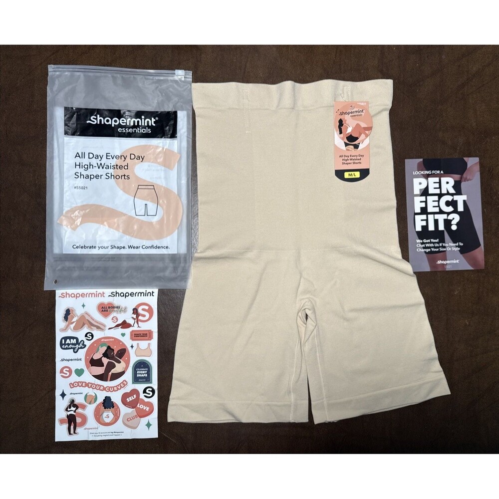 NWT Shapermint Essentials High-Waisted Shaper Shorts in Nude Size M/L #55021